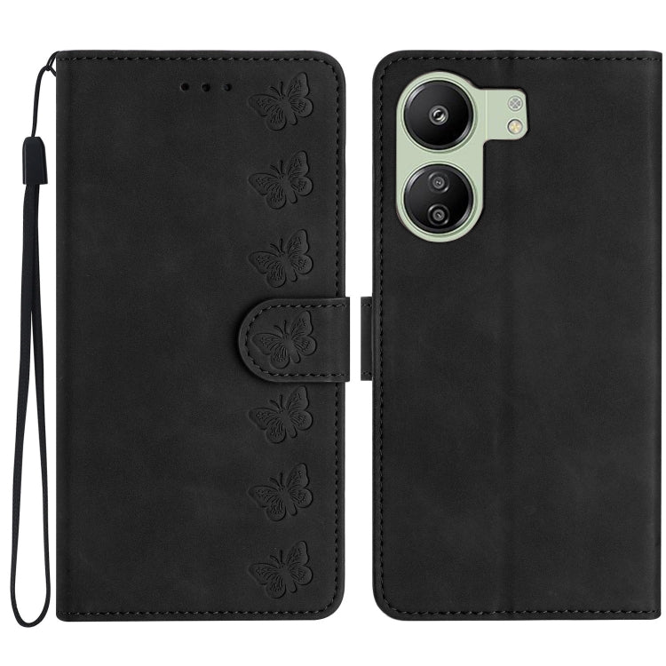 Seven Butterflies Embossed Leather Phone Case, For Xiaomi Redmi 13C 4G, For Xiaomi 13T, For Xiaomi Mi 11 Lite, For Xiaomi Redmi Note 12 Pro 5G Global, For Xiaomi Redmi Note 12 5G Global, For Xiaomi 13 Pro, For Xiaomi 13, For Xiaomi 12T / 12T Pro