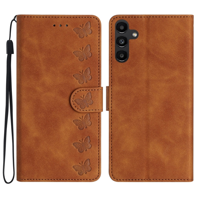 Seven Butterflies Embossed Leather Phone Case, For Samsung Galaxy A41, For Samsung Galaxy A42 5G, For Samsung Galaxy A50, For Samsung Galaxy A51, For Samsung Galaxy A52 5G, For Samsung Galaxy A53, For Samsung Galaxy A54, For Samsung Galaxy A70