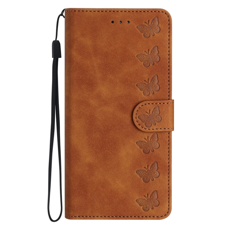 Seven Butterflies Embossed Leather Phone Case, For Samsung Galaxy A71, For Samsung Galaxy A72 5G, For Samsung Galaxy A73 5G, For Samsung Galaxy M23, For Samsung Galaxy M32, For Samsung Galaxy M52 5G, For Samsung Galaxy M53