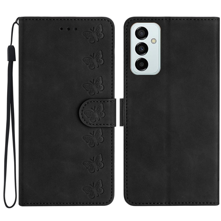 Seven Butterflies Embossed Leather Phone Case, For Samsung Galaxy A71, For Samsung Galaxy A72 5G, For Samsung Galaxy A73 5G, For Samsung Galaxy M23, For Samsung Galaxy M32, For Samsung Galaxy M52 5G, For Samsung Galaxy M53