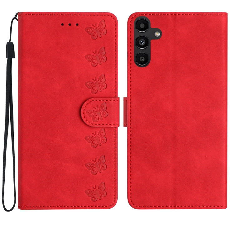 Seven Butterflies Embossed Leather Phone Case, For Samsung Galaxy A13 5G, For Samsung Galaxy A14 5G, For Samsung Galaxy A05s, For Samsung Galaxy A20 / A30, For Samsung Galaxy S24 5G, For Samsung Galaxy A20e, For Samsung Galaxy A20s                     ...