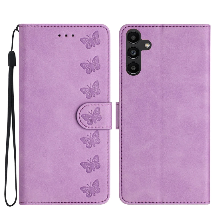 Seven Butterflies Embossed Leather Phone Case, For Samsung Galaxy A13 5G, For Samsung Galaxy A14 5G, For Samsung Galaxy A05s, For Samsung Galaxy A20 / A30, For Samsung Galaxy S24 5G, For Samsung Galaxy A20e, For Samsung Galaxy A20s                     ...