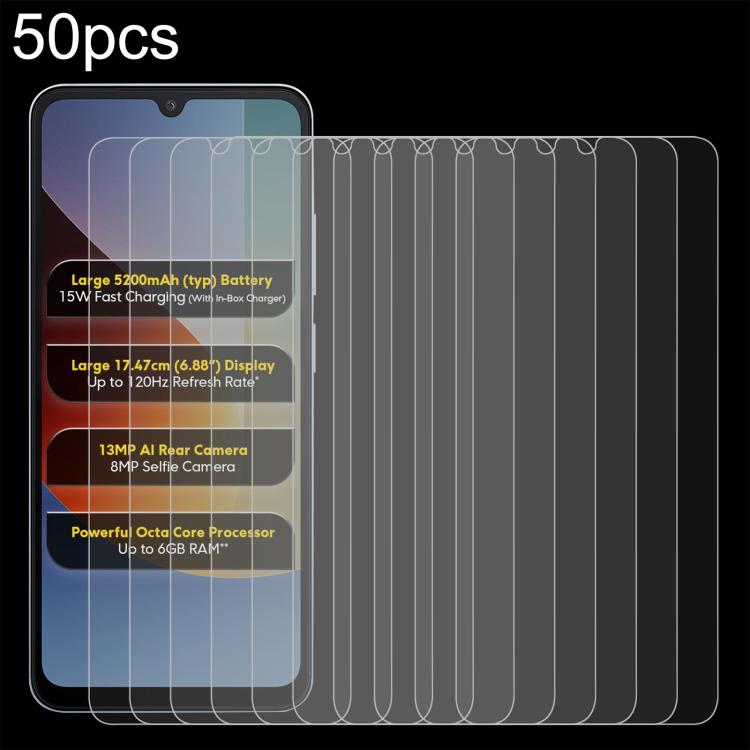 50pcs 0.26mm 9H 2.5D Tempered Glass Film, For Redmi A7 4G 171.8mm, For Redmi 17C 4G, For Xiaomi Poco C81x 4G, For Xiaomi Poco M8s 5G, For Xiaomi Poco C81 Pro 4G, For Redmi A7 Pro 171mm / Poco C85x 5G, For Redmi R70 5G / R70m 5G, For Xiaomi Poco C85x 5G...