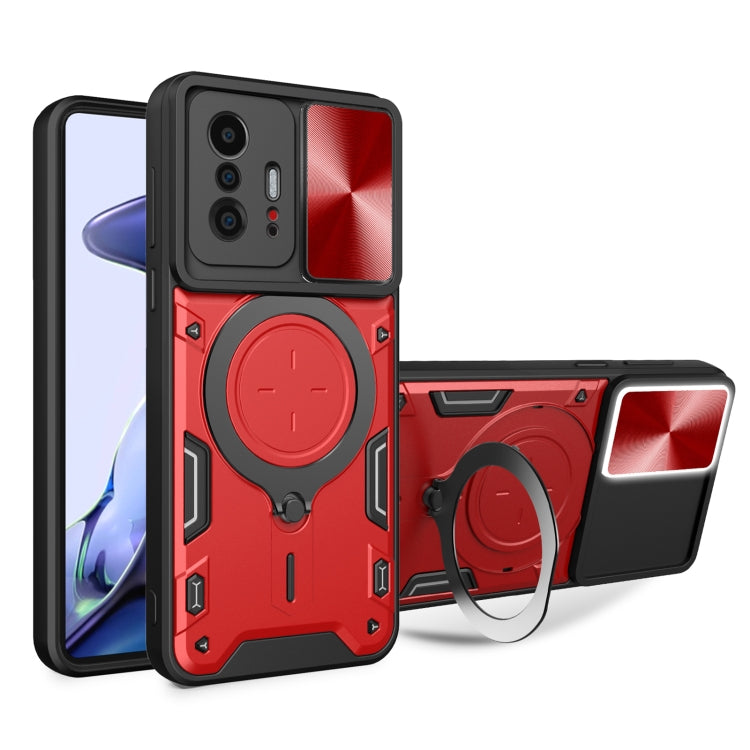 CD Texture Sliding Camshield Magnetic Holder Phone Case, For Xiaomi 11T, For Xiaomi Mi 11 Lite 4G / 5G, For Xiaomi Redmi Note 9 4G