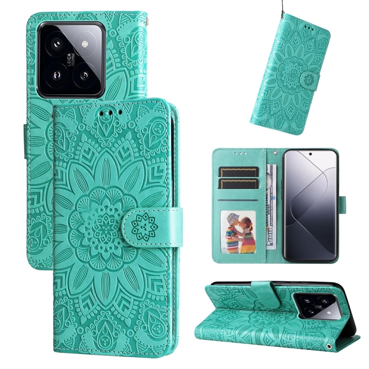 Embossed Sunflower Leather Phone Case, For Xiaomi Redmi A3, For Xiaomi Redmi Note13 Pro 4G Global/Poco M6 Pro 4G, For Xiaomi Redmi Note13 4G, For Xiaomi Redmi K70E, For Xiaomi 14 Ultra, For Xiaomi 14 Pro, For Xiaomi 14, For Xiaomi Redmi Note13 5G Globa...