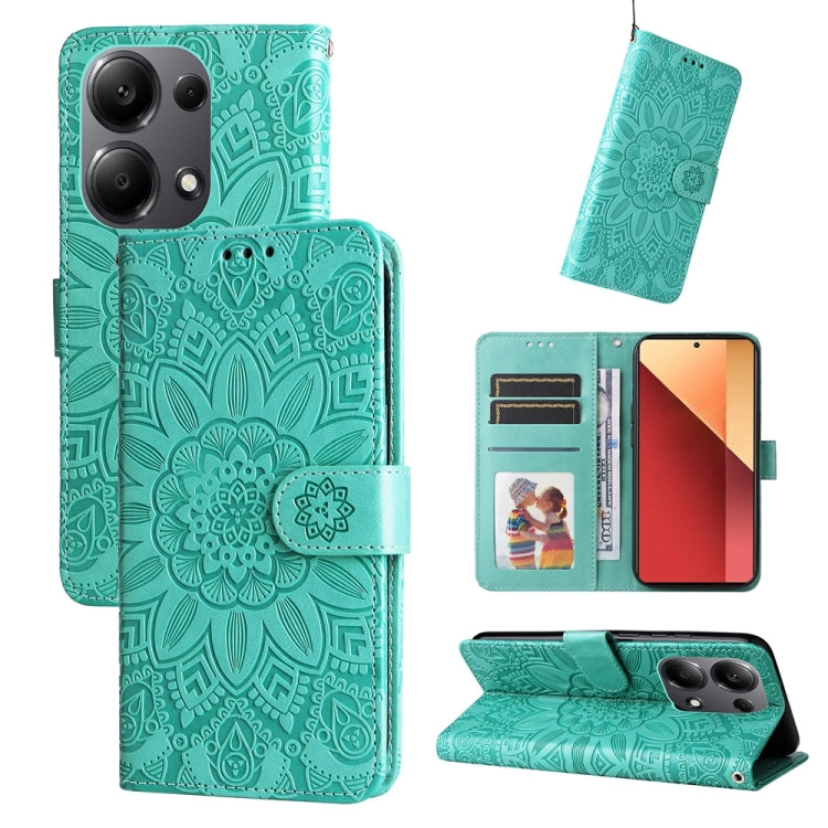 Embossed Sunflower Leather Phone Case, For Xiaomi Redmi A3, For Xiaomi Redmi Note13 Pro 4G Global/Poco M6 Pro 4G, For Xiaomi Redmi Note13 4G, For Xiaomi Redmi K70E, For Xiaomi 14 Ultra, For Xiaomi 14 Pro, For Xiaomi 14, For Xiaomi Redmi Note13 5G Globa...