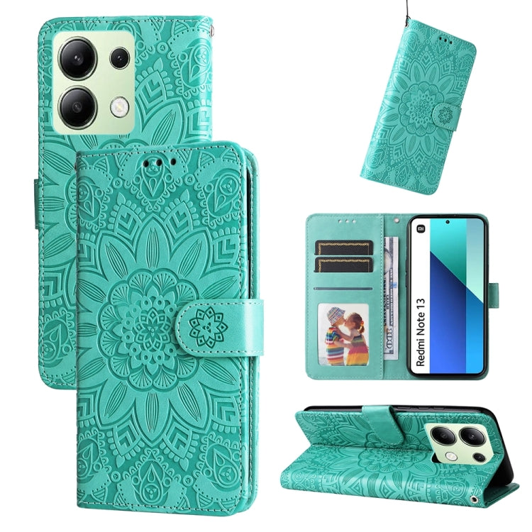 Embossed Sunflower Leather Phone Case, For Xiaomi Redmi A3, For Xiaomi Redmi Note13 Pro 4G Global/Poco M6 Pro 4G, For Xiaomi Redmi Note13 4G, For Xiaomi Redmi K70E, For Xiaomi 14 Ultra, For Xiaomi 14 Pro, For Xiaomi 14, For Xiaomi Redmi Note13 5G Globa...