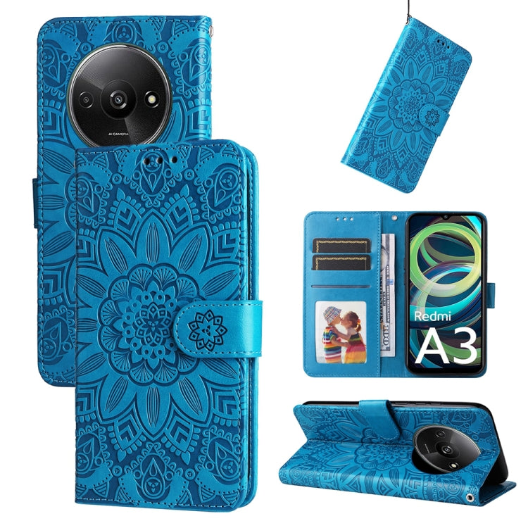 Embossed Sunflower Leather Phone Case, For Xiaomi Redmi A3, For Xiaomi Redmi Note13 Pro 4G Global/Poco M6 Pro 4G, For Xiaomi Redmi Note13 4G, For Xiaomi Redmi K70E, For Xiaomi 14 Ultra, For Xiaomi 14 Pro, For Xiaomi 14, For Xiaomi Redmi Note13 5G Globa...