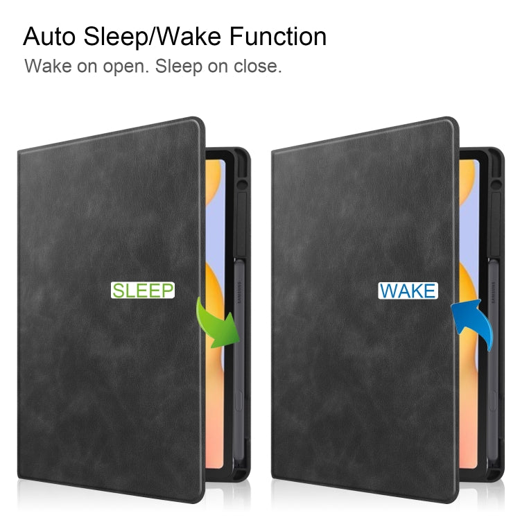 For Samsung Galaxy Tab S6 Lite P610 / P615 Cowhide Texture TPU Tablet Horizontal Flip Leather Case with Holder & Sleep / Wake-Up Function & Pen Slot, For Samsung Galaxy Tab S6 Lite P610 / P615