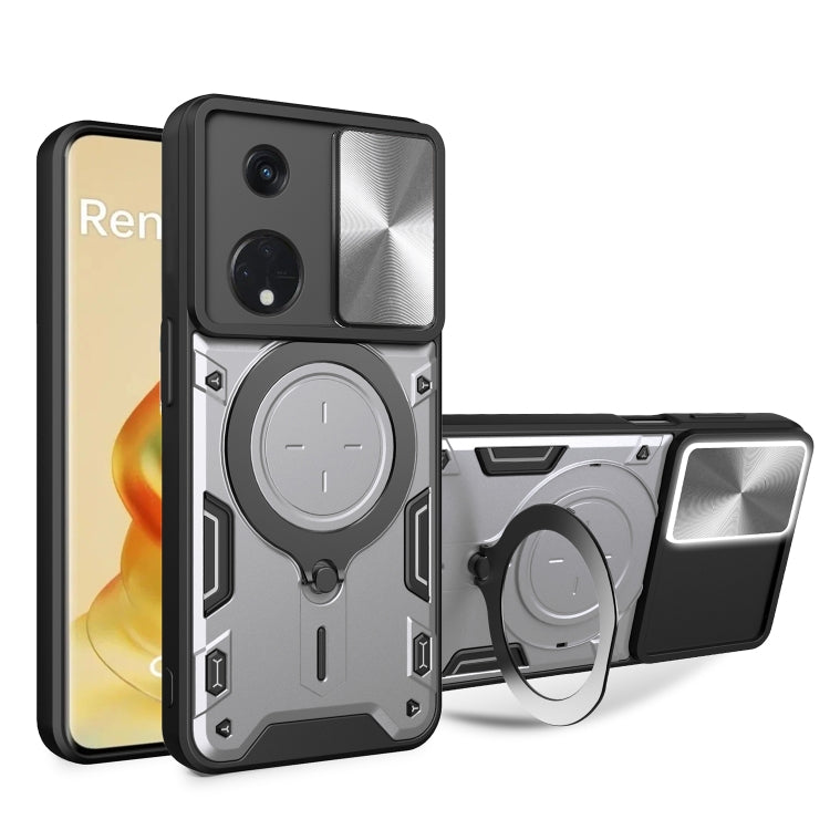 CD Texture Sliding Camshield Magnetic Holder Phone Case, For OPPO Find X8 Pro, For OPPO Reno8 T 5G, For OPPO A17 4G, For OPPO Reno8 Pro 5G, For OPPO Reno8 5G, For OPPO Reno7 4G / F21 Pro 4G, For OPPO Reno7 5G, For OPPO Reno 6 4G