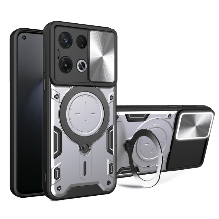 CD Texture Sliding Camshield Magnetic Holder Phone Case, For OPPO Find X8 Pro, For OPPO Reno8 T 5G, For OPPO A17 4G, For OPPO Reno8 Pro 5G, For OPPO Reno8 5G, For OPPO Reno7 4G / F21 Pro 4G, For OPPO Reno7 5G, For OPPO Reno 6 4G