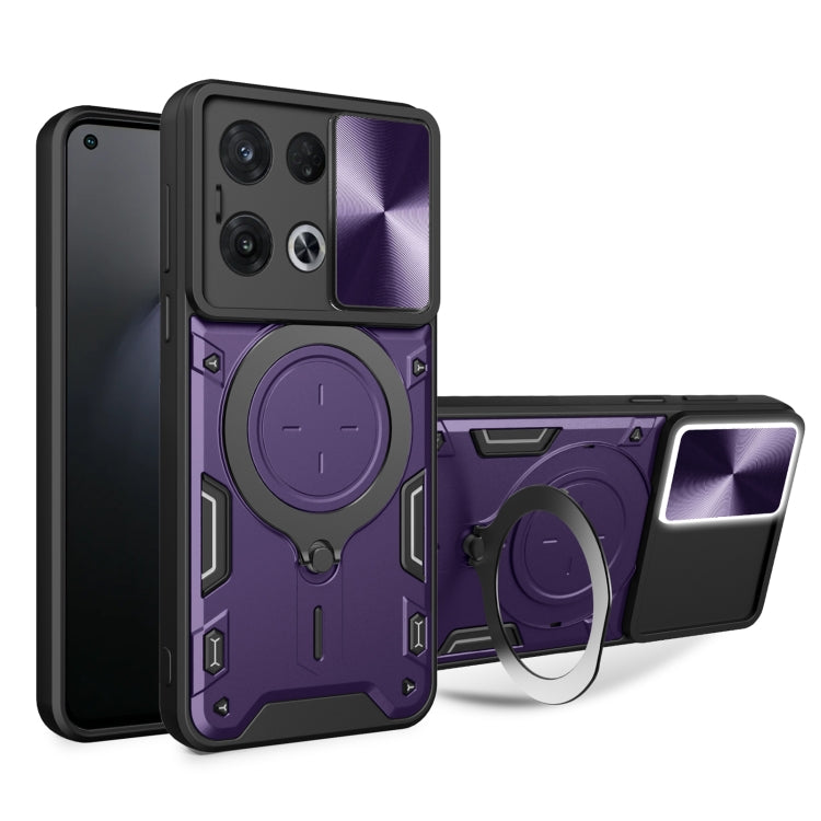CD Texture Sliding Camshield Magnetic Holder Phone Case, For OPPO Find X8 Pro, For OPPO Reno8 T 5G, For OPPO A17 4G, For OPPO Reno8 Pro 5G, For OPPO Reno8 5G, For OPPO Reno7 4G / F21 Pro 4G, For OPPO Reno7 5G, For OPPO Reno 6 4G
