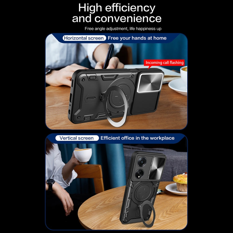 CD Texture Sliding Camshield Magnetic Holder Phone Case, For OPPO F23 5G India / A98 5G / A1 5G, For OPPO Find X8 Pro, For OPPO Reno8 T 5G, For OPPO A17 4G, For OPPO Reno8 Pro 5G, For OPPO Reno8 5G, For OPPO Reno7 4G / F21 Pro 4G, For OPPO Reno7 5G