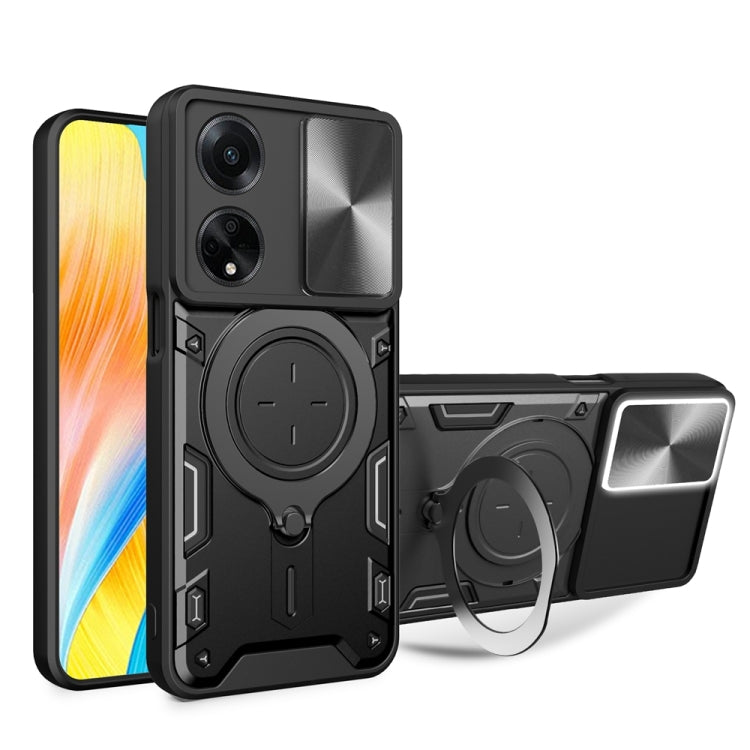 CD Texture Sliding Camshield Magnetic Holder Phone Case, For OPPO Reno11 F 5G Global, For OPPO Reno11 5G Global, For OPPO Reno11 Pro 5G Global, For OPPO A38 4G Global, For OPPO A58 4G Global, For OPPO Reno10 5G Global, For OPPO A78 4G                  ...