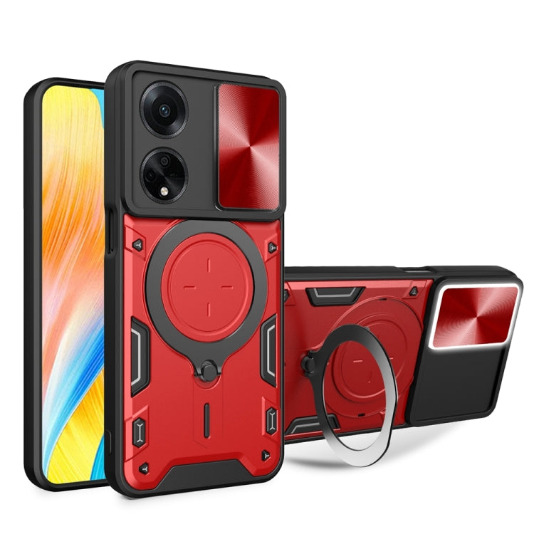 CD Texture Sliding Camshield Magnetic Holder Phone Case, For OPPO Reno11 F 5G Global, For OPPO Reno11 5G Global, For OPPO Reno11 Pro 5G Global, For OPPO A38 4G Global, For OPPO A58 4G Global, For OPPO Reno10 5G Global, For OPPO A78 4G                  ...