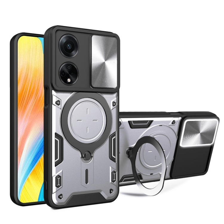 CD Texture Sliding Camshield Magnetic Holder Phone Case, For OPPO Reno11 F 5G Global, For OPPO Reno11 5G Global, For OPPO Reno11 Pro 5G Global, For OPPO A38 4G Global, For OPPO A58 4G Global, For OPPO Reno10 5G Global, For OPPO A78 4G                  ...