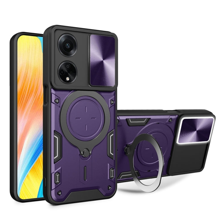CD Texture Sliding Camshield Magnetic Holder Phone Case, For OPPO Reno11 F 5G Global, For OPPO Reno11 5G Global, For OPPO Reno11 Pro 5G Global, For OPPO A38 4G Global, For OPPO A58 4G Global, For OPPO Reno10 5G Global, For OPPO A78 4G                  ...