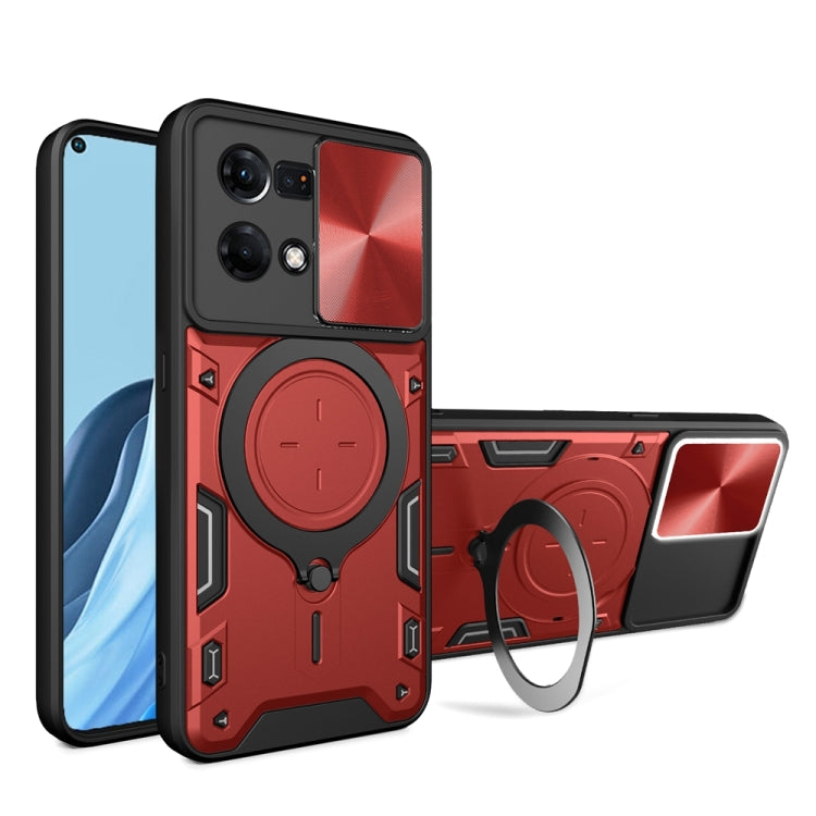 CD Texture Sliding Camshield Magnetic Holder Phone Case, For OPPO Find X8 Pro, For OPPO Reno8 T 5G, For OPPO A17 4G, For OPPO Reno8 Pro 5G, For OPPO Reno8 5G, For OPPO Reno7 4G / F21 Pro 4G, For OPPO Reno7 5G, For OPPO Reno 6 4G