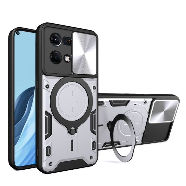 CD Texture Sliding Camshield Magnetic Holder Phone Case, For OPPO Find X8 Pro, For OPPO Reno8 T 5G, For OPPO A17 4G, For OPPO Reno8 Pro 5G, For OPPO Reno8 5G, For OPPO Reno7 4G / F21 Pro 4G, For OPPO Reno7 5G, For OPPO Reno 6 4G