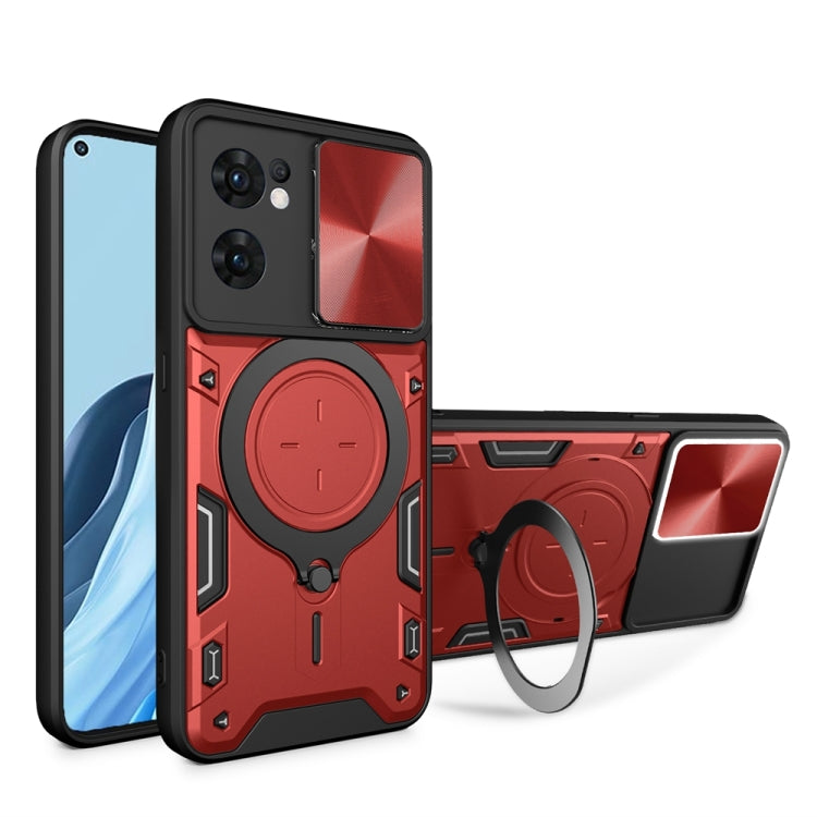 CD Texture Sliding Camshield Magnetic Holder Phone Case, For OPPO Find X8 Pro, For OPPO Reno8 T 5G, For OPPO A17 4G, For OPPO Reno8 Pro 5G, For OPPO Reno8 5G, For OPPO Reno7 4G / F21 Pro 4G, For OPPO Reno7 5G, For OPPO Reno 6 4G