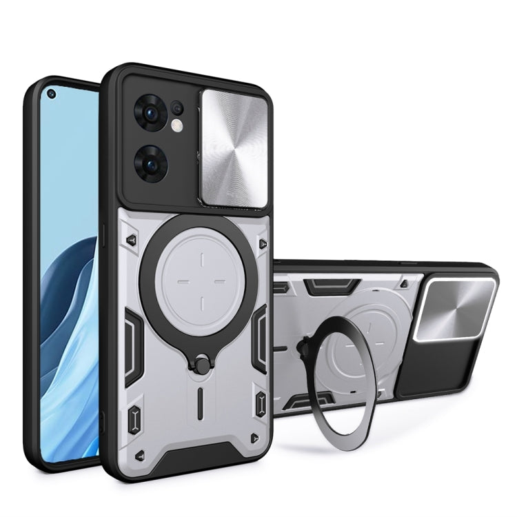 CD Texture Sliding Camshield Magnetic Holder Phone Case, For OPPO Find X8 Pro, For OPPO Reno8 T 5G, For OPPO A17 4G, For OPPO Reno8 Pro 5G, For OPPO Reno8 5G, For OPPO Reno7 4G / F21 Pro 4G, For OPPO Reno7 5G, For OPPO Reno 6 4G