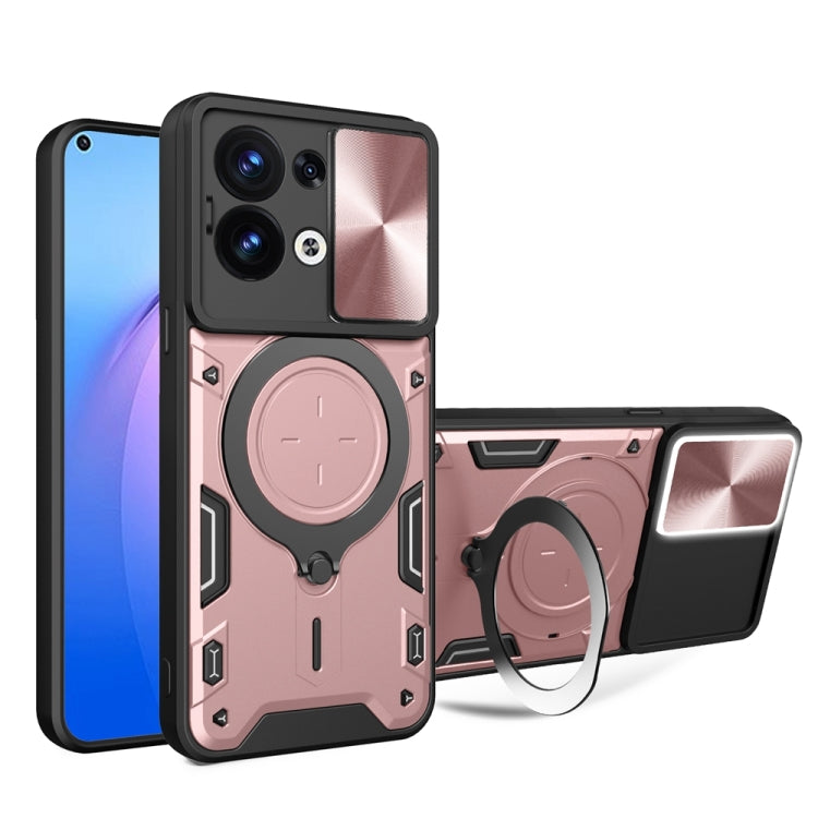 CD Texture Sliding Camshield Magnetic Holder Phone Case, For OPPO Find X8 Pro, For OPPO Reno8 T 5G, For OPPO A17 4G, For OPPO Reno8 Pro 5G, For OPPO Reno8 5G, For OPPO Reno7 4G / F21 Pro 4G, For OPPO Reno7 5G, For OPPO Reno 6 4G