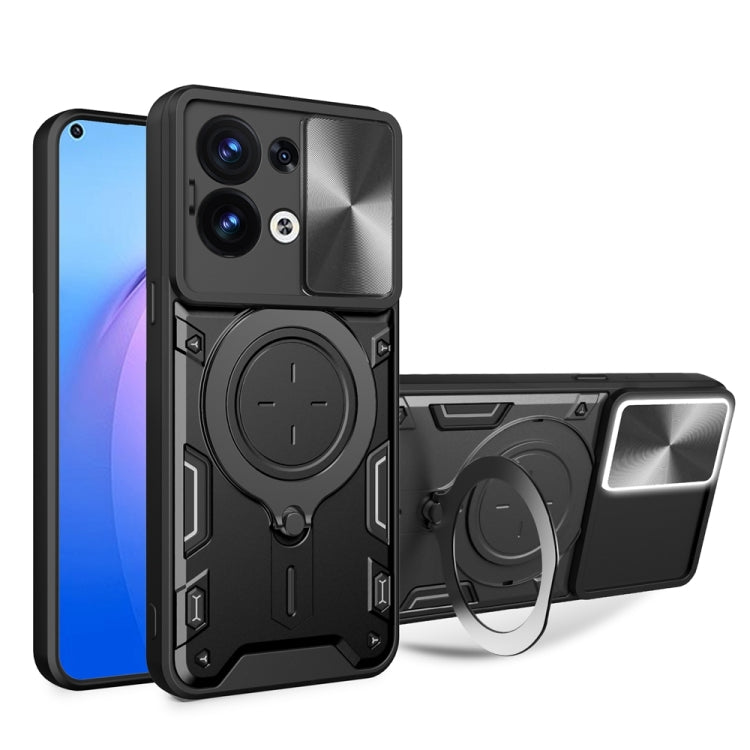 CD Texture Sliding Camshield Magnetic Holder Phone Case, For OPPO Find X8 Pro, For OPPO Reno8 T 5G, For OPPO A17 4G, For OPPO Reno8 Pro 5G, For OPPO Reno8 5G, For OPPO Reno7 4G / F21 Pro 4G, For OPPO Reno7 5G, For OPPO Reno 6 4G