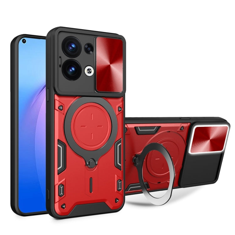 CD Texture Sliding Camshield Magnetic Holder Phone Case, For OPPO Find X8 Pro, For OPPO Reno8 T 5G, For OPPO A17 4G, For OPPO Reno8 Pro 5G, For OPPO Reno8 5G, For OPPO Reno7 4G / F21 Pro 4G, For OPPO Reno7 5G, For OPPO Reno 6 4G