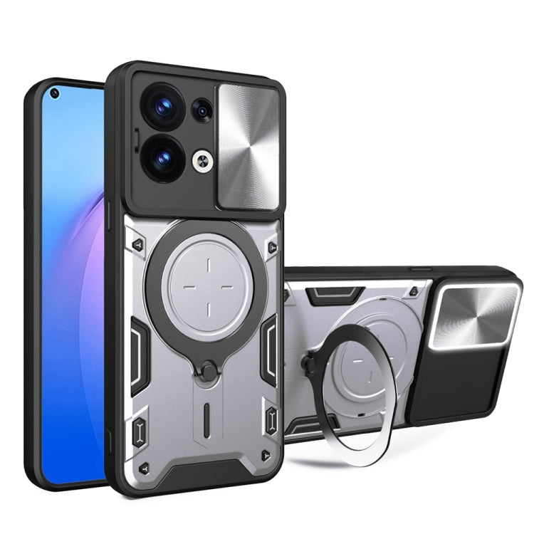 CD Texture Sliding Camshield Magnetic Holder Phone Case, For OPPO Find X8 Pro, For OPPO Reno8 T 5G, For OPPO A17 4G, For OPPO Reno8 Pro 5G, For OPPO Reno8 5G, For OPPO Reno7 4G / F21 Pro 4G, For OPPO Reno7 5G, For OPPO Reno 6 4G