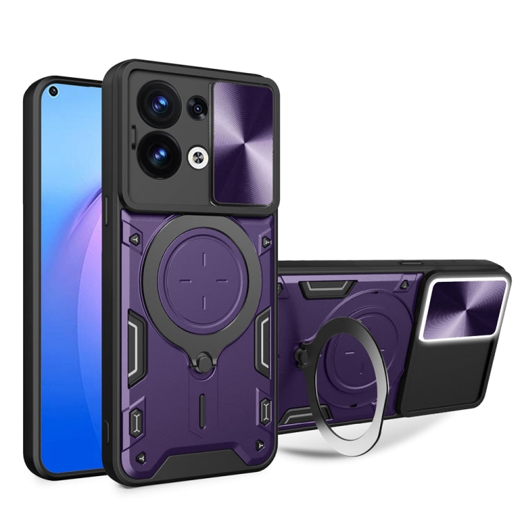CD Texture Sliding Camshield Magnetic Holder Phone Case, For OPPO Find X8 Pro, For OPPO Reno8 T 5G, For OPPO A17 4G, For OPPO Reno8 Pro 5G, For OPPO Reno8 5G, For OPPO Reno7 4G / F21 Pro 4G, For OPPO Reno7 5G, For OPPO Reno 6 4G