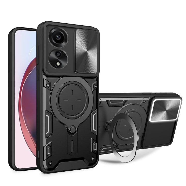 CD Texture Sliding Camshield Magnetic Holder Phone Case, For OPPO Reno11 F 5G Global, For OPPO Reno11 5G Global, For OPPO Reno11 Pro 5G Global, For OPPO A38 4G Global, For OPPO A58 4G Global, For OPPO Reno10 5G Global, For OPPO A78 4G                  ...