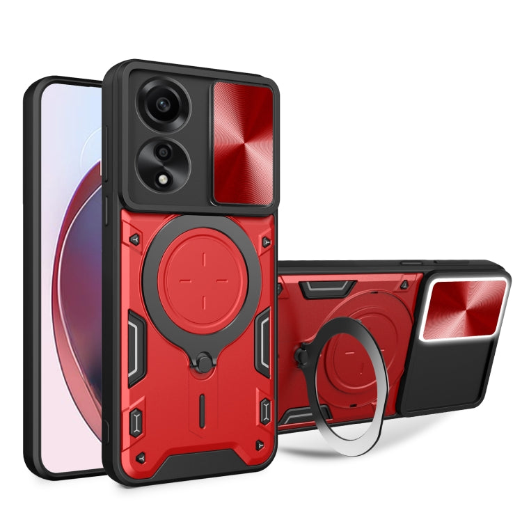 CD Texture Sliding Camshield Magnetic Holder Phone Case, For OPPO Reno11 F 5G Global, For OPPO Reno11 5G Global, For OPPO Reno11 Pro 5G Global, For OPPO A38 4G Global, For OPPO A58 4G Global, For OPPO Reno10 5G Global, For OPPO A78 4G                  ...