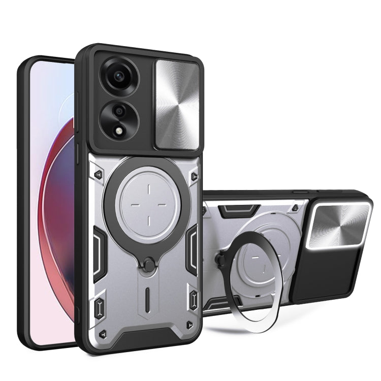 CD Texture Sliding Camshield Magnetic Holder Phone Case, For OPPO Reno11 F 5G Global, For OPPO Reno11 5G Global, For OPPO Reno11 Pro 5G Global, For OPPO A38 4G Global, For OPPO A58 4G Global, For OPPO Reno10 5G Global, For OPPO A78 4G                  ...