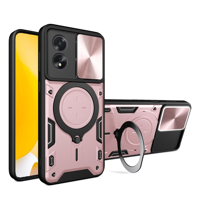 CD Texture Sliding Camshield Magnetic Holder Phone Case, For OPPO Reno11 F 5G Global, For OPPO Reno11 5G Global, For OPPO Reno11 Pro 5G Global, For OPPO A38 4G Global, For OPPO A58 4G Global, For OPPO Reno10 5G Global, For OPPO A78 4G                  ...