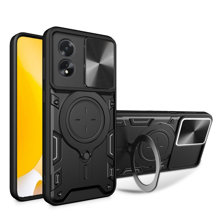 CD Texture Sliding Camshield Magnetic Holder Phone Case, For OPPO Reno11 F 5G Global, For OPPO Reno11 5G Global, For OPPO Reno11 Pro 5G Global, For OPPO A38 4G Global, For OPPO A58 4G Global, For OPPO Reno10 5G Global, For OPPO A78 4G                  ...