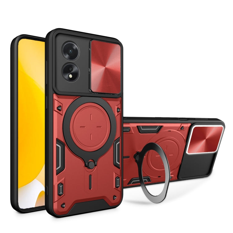 CD Texture Sliding Camshield Magnetic Holder Phone Case, For OPPO Reno11 F 5G Global, For OPPO Reno11 5G Global, For OPPO Reno11 Pro 5G Global, For OPPO A38 4G Global, For OPPO A58 4G Global, For OPPO Reno10 5G Global, For OPPO A78 4G                  ...