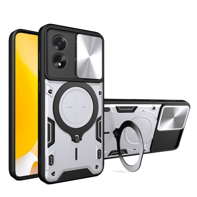 CD Texture Sliding Camshield Magnetic Holder Phone Case, For OPPO Reno11 F 5G Global, For OPPO Reno11 5G Global, For OPPO Reno11 Pro 5G Global, For OPPO A38 4G Global, For OPPO A58 4G Global, For OPPO Reno10 5G Global, For OPPO A78 4G                  ...