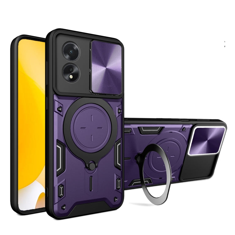 CD Texture Sliding Camshield Magnetic Holder Phone Case, For OPPO Reno11 F 5G Global, For OPPO Reno11 5G Global, For OPPO Reno11 Pro 5G Global, For OPPO A38 4G Global, For OPPO A58 4G Global, For OPPO Reno10 5G Global, For OPPO A78 4G                  ...
