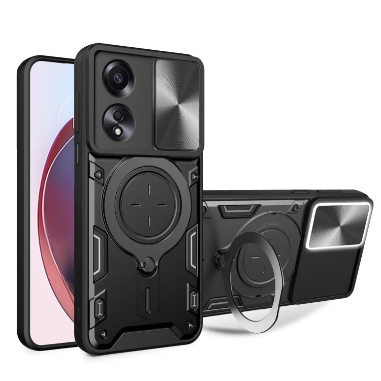 CD Texture Sliding Camshield Magnetic Holder Phone Case, For OPPO Reno11 F 5G Global, For OPPO Reno11 5G Global, For OPPO Reno11 Pro 5G Global, For OPPO A38 4G Global, For OPPO A58 4G Global, For OPPO Reno10 5G Global, For OPPO A78 4G                  ...