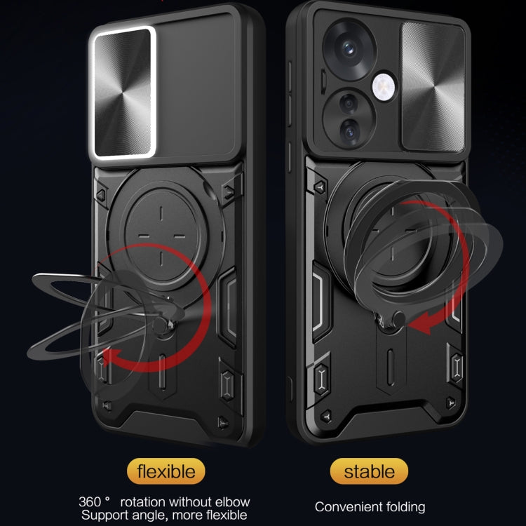 CD Texture Sliding Camshield Magnetic Holder Phone Case, For OPPO Reno11 F 5G Global, For OPPO Reno11 5G Global, For OPPO Reno11 Pro 5G Global, For OPPO A38 4G Global, For OPPO A58 4G Global, For OPPO Reno10 5G Global, For OPPO A78 4G                  ...