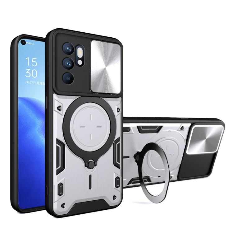 CD Texture Sliding Camshield Magnetic Holder Phone Case, For OPPO Find X8 Pro, For OPPO Reno8 T 5G, For OPPO A17 4G, For OPPO Reno8 Pro 5G, For OPPO Reno8 5G, For OPPO Reno7 4G / F21 Pro 4G, For OPPO Reno7 5G, For OPPO Reno 6 4G