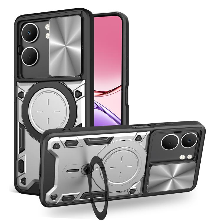 CD Texture Sliding Camshield Magnetic Holder Phone Case, For OPPO Find X9 Ultra, For OPPO Find X9, For OPPO Find X9 Pro, For OPPO Reno14 F 5G Global, For OPPO A5 5G Global / A5x 5G, For OPPO Reno14 5G Global, For OPPO A59 5G Global                     ...