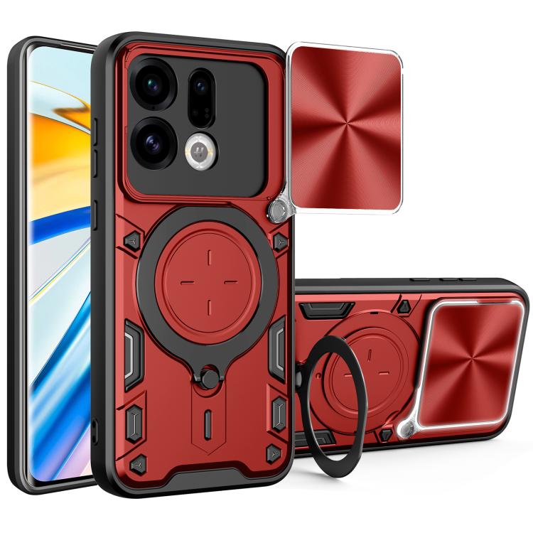 CD Texture Sliding Camshield Magnetic Holder Phone Case, For OPPO Find X9 Ultra, For OPPO Find X9, For OPPO Find X9 Pro, For OPPO Reno14 F 5G Global, For OPPO A5 5G Global / A5x 5G, For OPPO Reno14 5G Global, For OPPO A59 5G Global                     ...