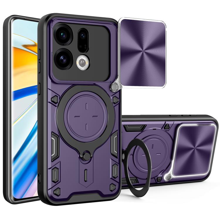CD Texture Sliding Camshield Magnetic Holder Phone Case, For OPPO Reno16 F 5G, For OPPO Find X9 Ultra, For OPPO Find X9, For OPPO Find X9 Pro, For OPPO Reno14 F 5G Global, For OPPO A5 5G Global / A5x 5G, For OPPO Reno14 5G Global, For OPPO A59 5G Global