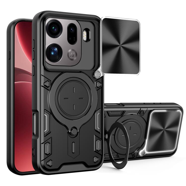 CD Texture Sliding Camshield Magnetic Holder Phone Case, For OPPO Find X9 Ultra, For OPPO Find X9, For OPPO Find X9 Pro, For OPPO Reno14 F 5G Global, For OPPO A5 5G Global / A5x 5G, For OPPO Reno14 5G Global, For OPPO A59 5G Global                     ...