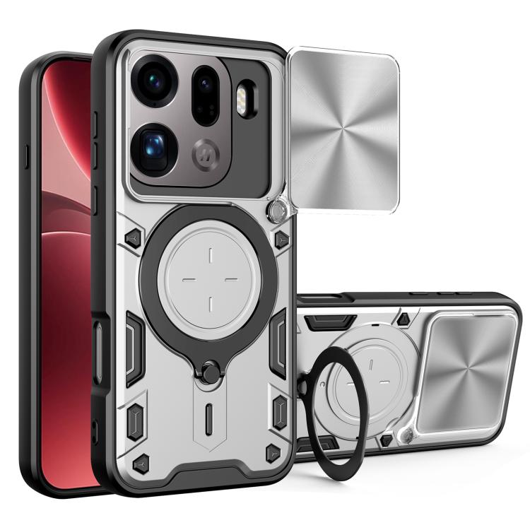 CD Texture Sliding Camshield Magnetic Holder Phone Case, For OPPO Find X9 Ultra, For OPPO Find X9, For OPPO Find X9 Pro, For OPPO Reno14 F 5G Global, For OPPO A5 5G Global / A5x 5G, For OPPO Reno14 5G Global, For OPPO A59 5G Global                     ...