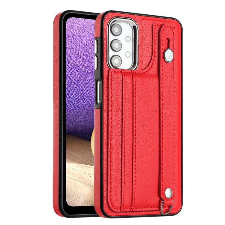 Shockproof Leather Phone Case with Wrist Strap, For Samsung Galaxy A23 4G / F23 5G / M23 5G, For Samsung Galaxy A53 5G, For Samsung Galaxy A73 5G, For Samsung Galaxy A33 5G, For Samsung Galaxy A13 4G, For Samsung Galaxy S22 Ultra 5G                    ...