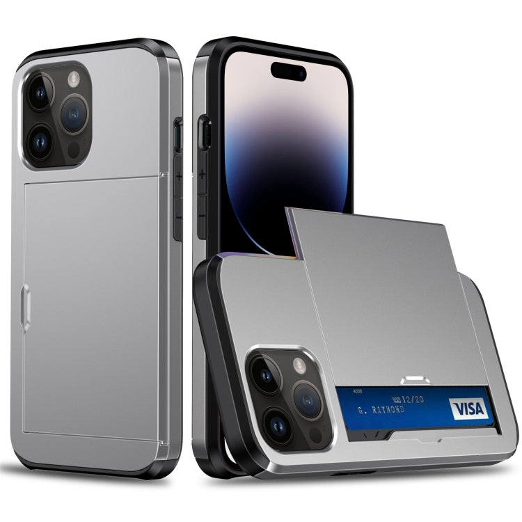 Shockproof Armor Phone Case with Slide Card Slot, For iPhone 15 Pro Max, For iPhone 15 Pro, For iPhone 15 Plus, For iPhone 15