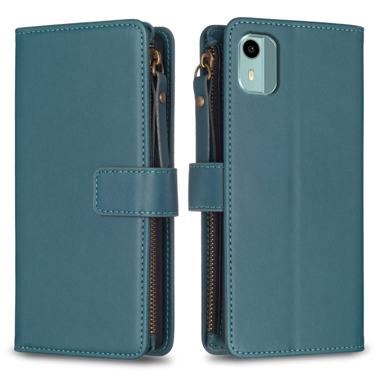 9 Card Slots Zipper Wallet Leather Flip Phone Case, For Nokia G42/G310, For Nokia C22, For Nokia C12, For Nokia G22, For Nokia C32, For Nokia G21 / G11, For Nokia C02