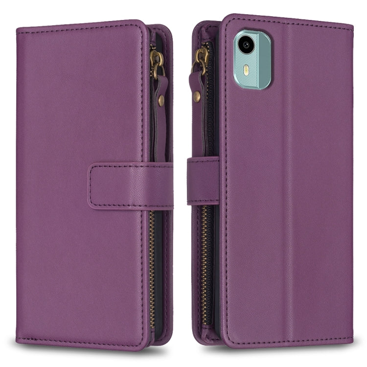 9 Card Slots Zipper Wallet Leather Flip Phone Case, For Nokia G42/G310, For Nokia C22, For Nokia C12, For Nokia G22, For Nokia C32, For Nokia G21 / G11, For Nokia C02